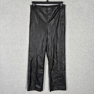 Chocolate USA Faux Leather Pants Womens Small Black‎ Seams Straight Ankle READ